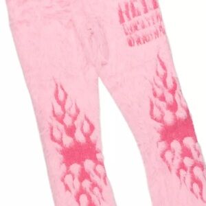 Rockstar original Pink shaggy Sweatpants large nwt